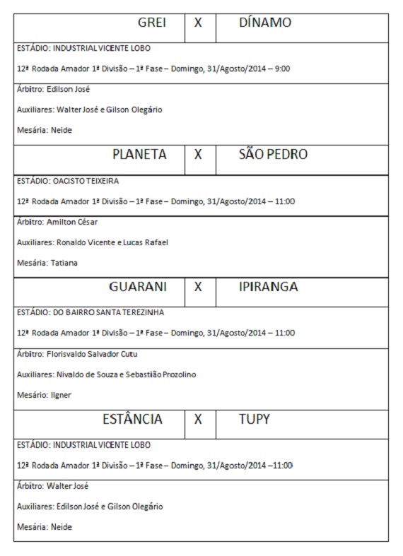 Arbitragem 12ª rodada Amadorão - 2